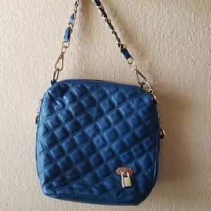 Blue Leatherette Handbag/Crossbody Bag